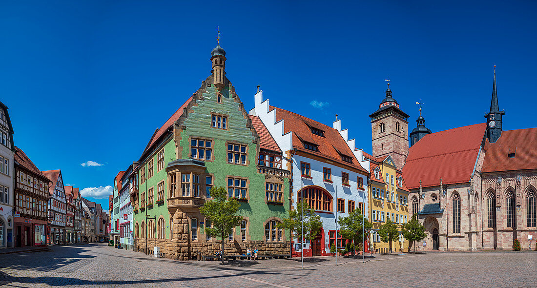 Town hall and town church St. Georg am Altmarkt in Schmalkalden, Thuringia, Germany