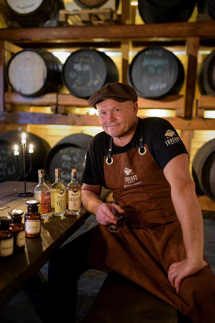 Svein Berfjord produces Aquavit on his Berg farm, Inderøy, Norway