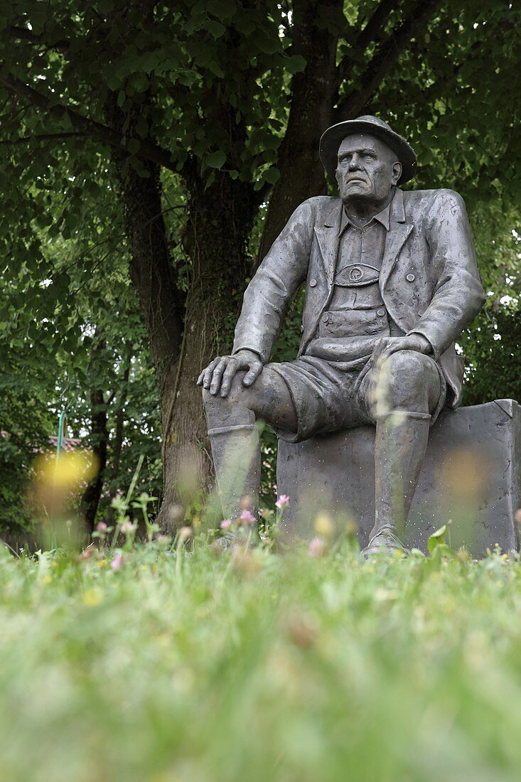 Oskar-Maria-Graf-Denkmal, Berg, Starnberger See, Fünf- Seen-Land, Oberbayern, Bayern, Deutschland