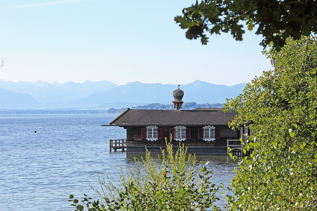 Boathouse, Feldafing, Lake Starnberg, 5-Seen-Land, Upper Bavaria, Bavaria, Germany