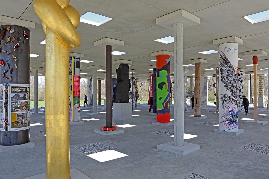 Art project STOA169, a pillared hall was initiated by Bernd Zimmer, Polling, Pfaffenwinkel, Upper Bavaria, Bavaria, Germany