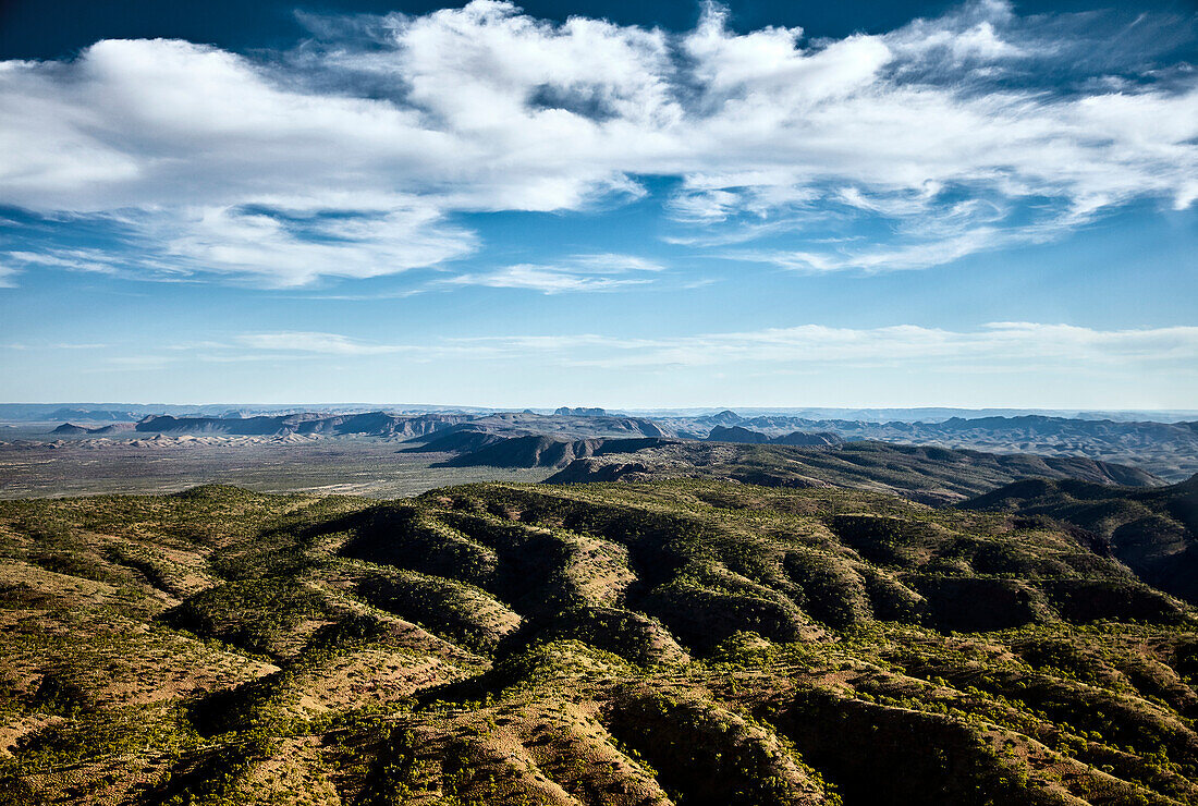 An aerial view of the Ragged Range in the Kimberley region of Western Australia, Australia.