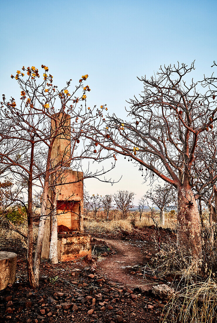 A chimney stands at the ruins of Telegraph Station, Telegraph Hill, Wyndham, The Kimberley, Western Australia, Australia.
