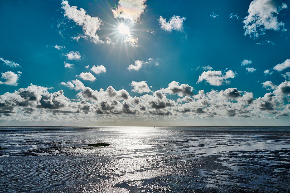 Abendstimmung am Strand in Dorum-Neufeld, Dorum, Niedersachsen, Deutschland