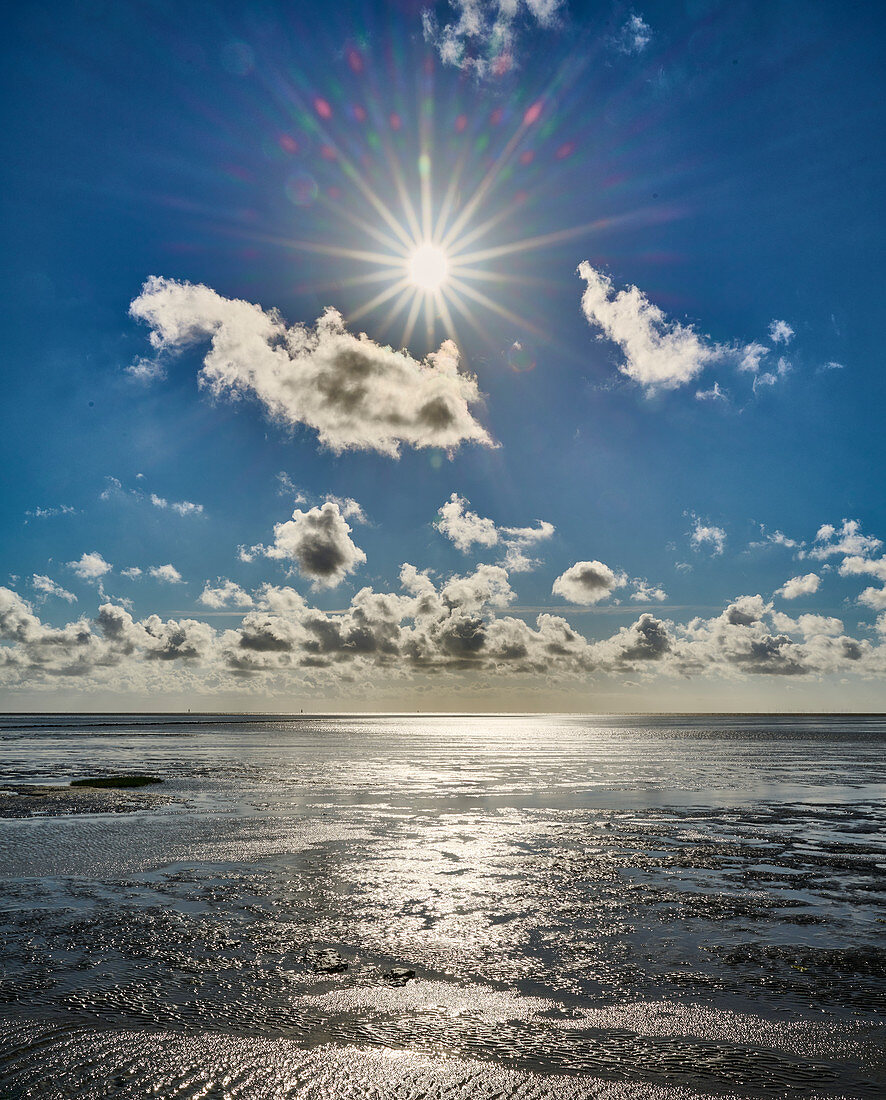 Abendstimmung am Strand in Dorum-Neufeld, Dorum, Niedersachsen, Deutschland