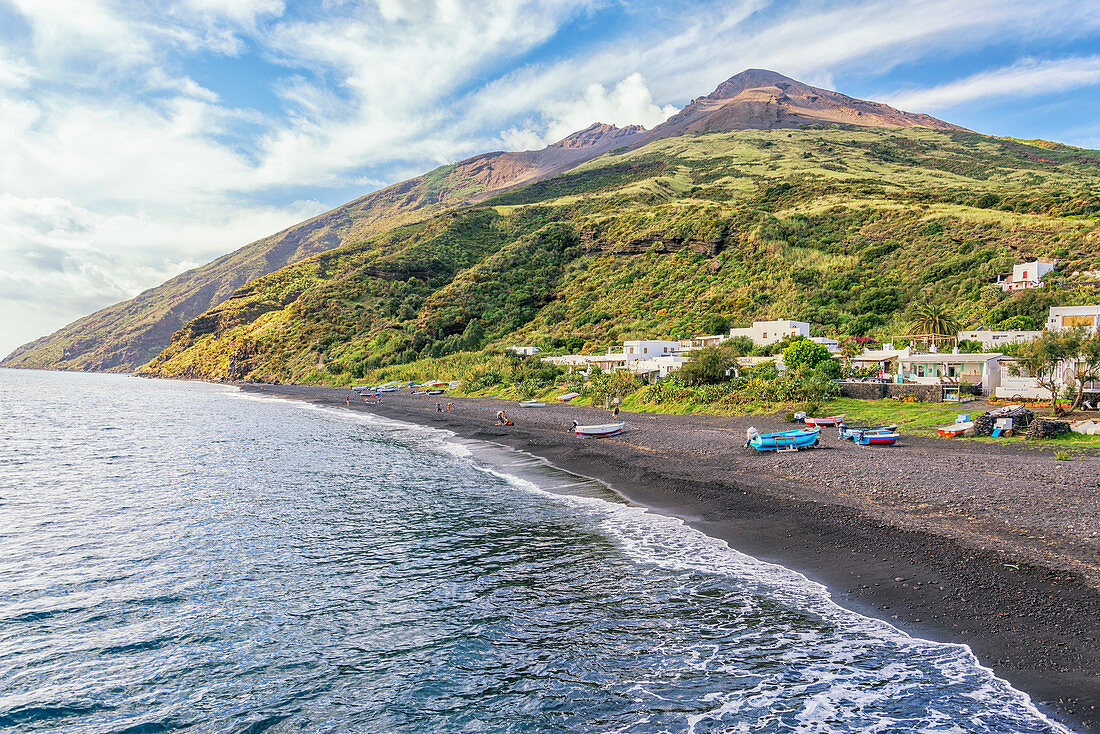 Volcanic beach, Stromboli, Aeolian Islands, Sicily, Italy