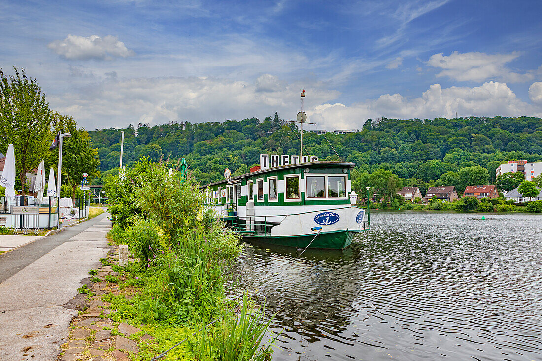 Thetis guest ship on the reservoir in Essen-Kettwig, North Rhine-Westphalia, Germany