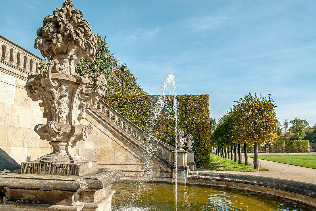 Fountain in the baroque garden Großsedlitz near Dresden, Heidenau, Saxony, Germany