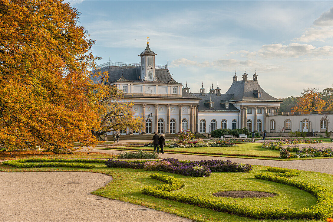 The New Palace in the Pillnitz Palace Park in Dresden in autumn, Saxony, Germany