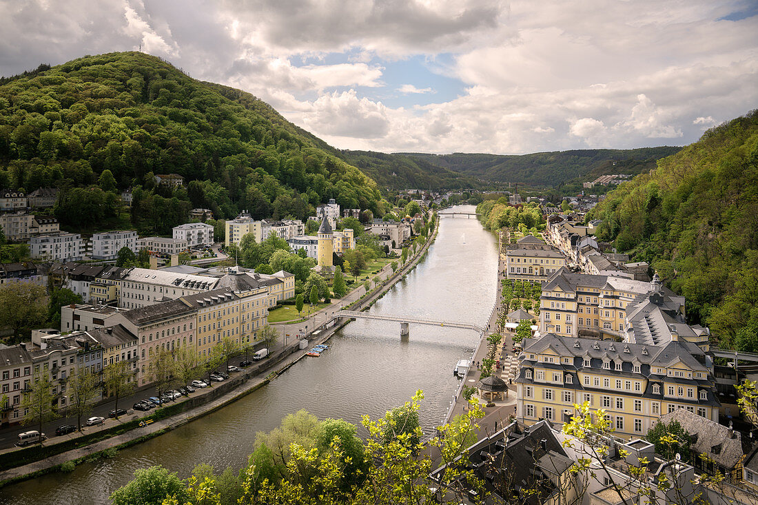 Panorama of the spa town of Bad Ems, UNESCO World Heritage Site &quot;Major Spa Towns of Europe&quot;, Rhineland-Palatinate, Germany