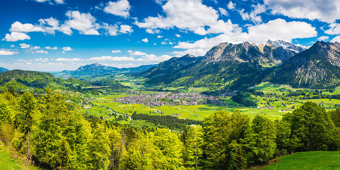 Mountain panorama from the southwest on Oberstdorf, Oberallgäu, Allgäu, Bavaria, Germany, Europe