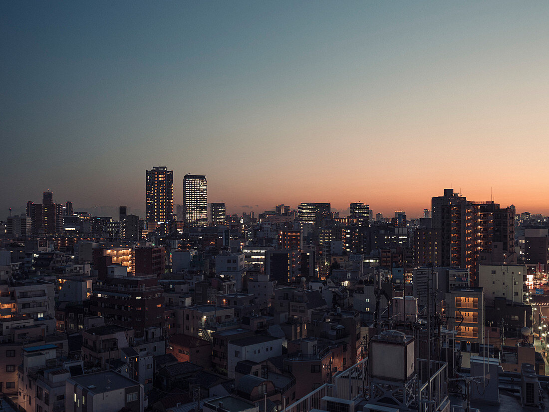 Cityscape buildings at dusk,Tokyo,Japan