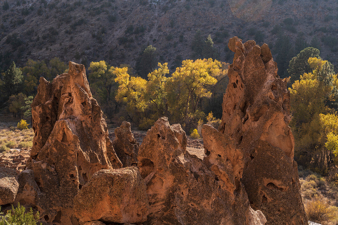 USA, New Mexico, Bandelier National Monument, Felsformationen im Bandelier National Monument