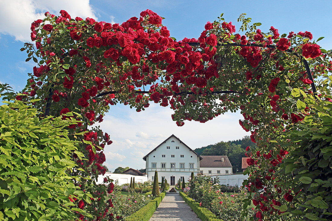 Garten des Klosters Hohenschäftlarn, Schäftlarn, Oberbayern, Bayern, Deutschland
