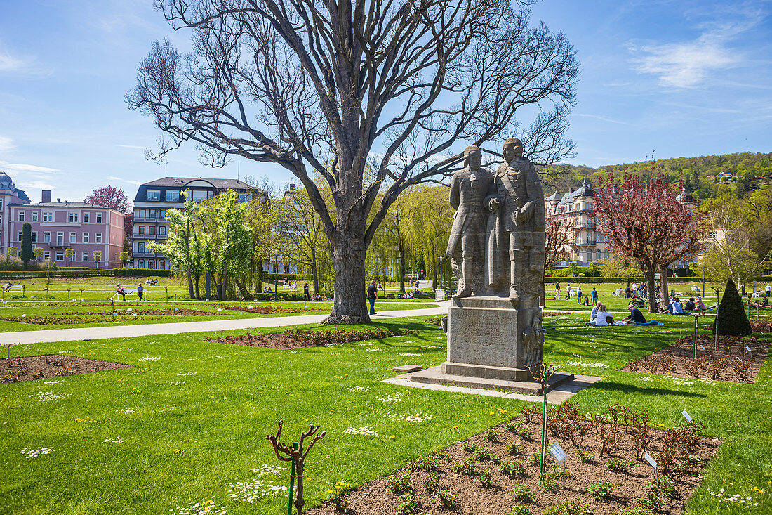 Boxberger Neumann monument in the rose garden in Bad Kissingen, Bavaria, Germany