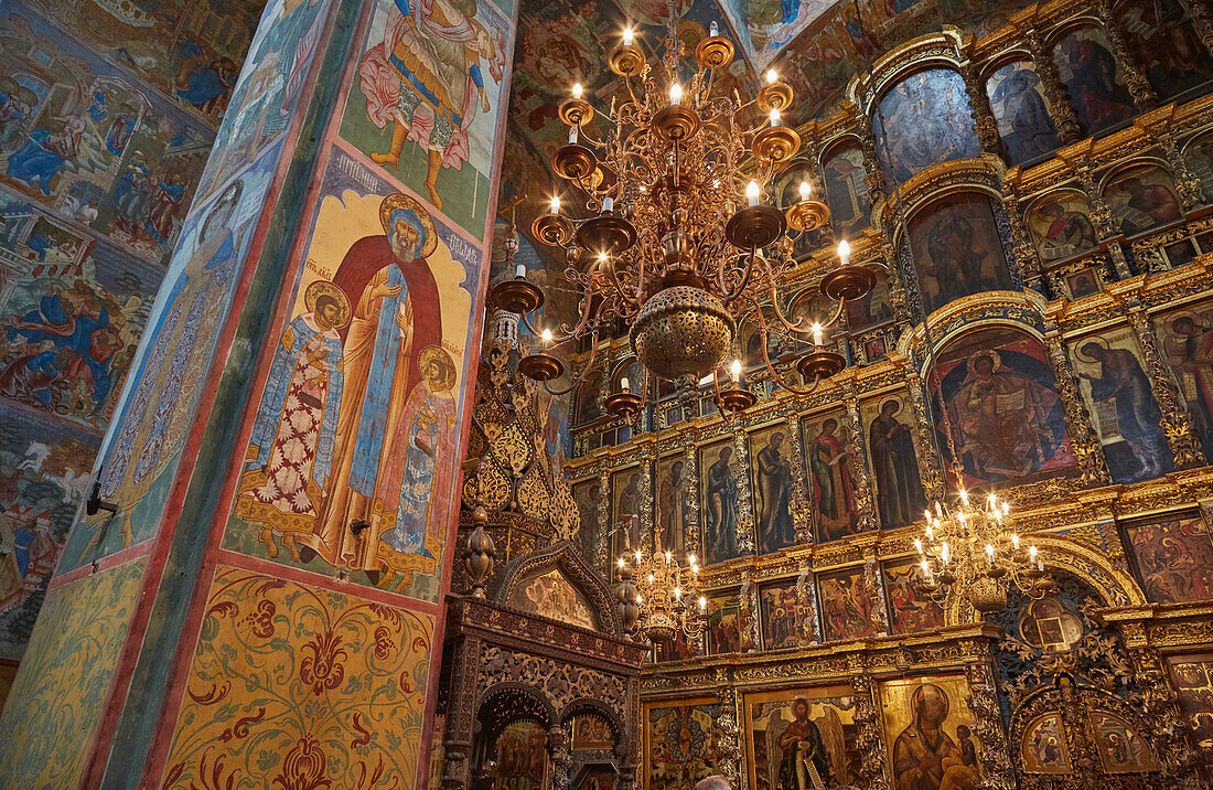 Interior view of the Prophet - Elijah - Cathedral in Yaroslavl, Iconostasis, Unesco World Heritage, Volga, Golden Ring, Yaroslavl Oblast, Russia, Europe