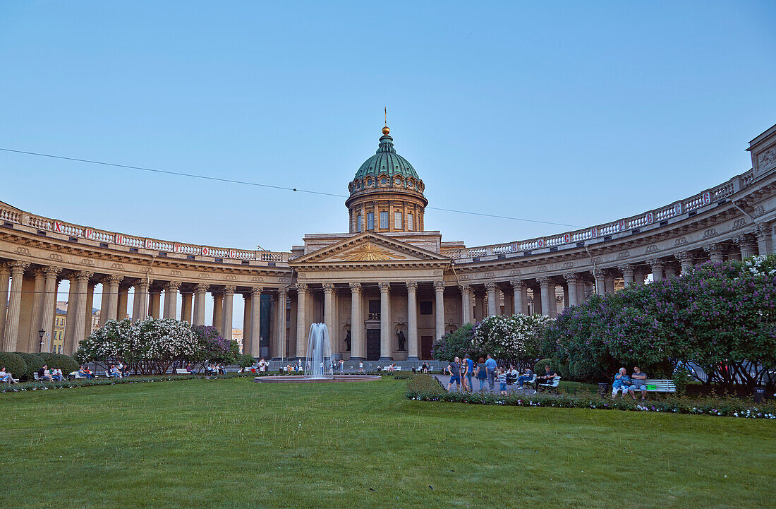 View to Kazan Cathedral in St. Petersburg, Cathedral of Our Lady of Kazan, Historic Old Town, Russia, Europe