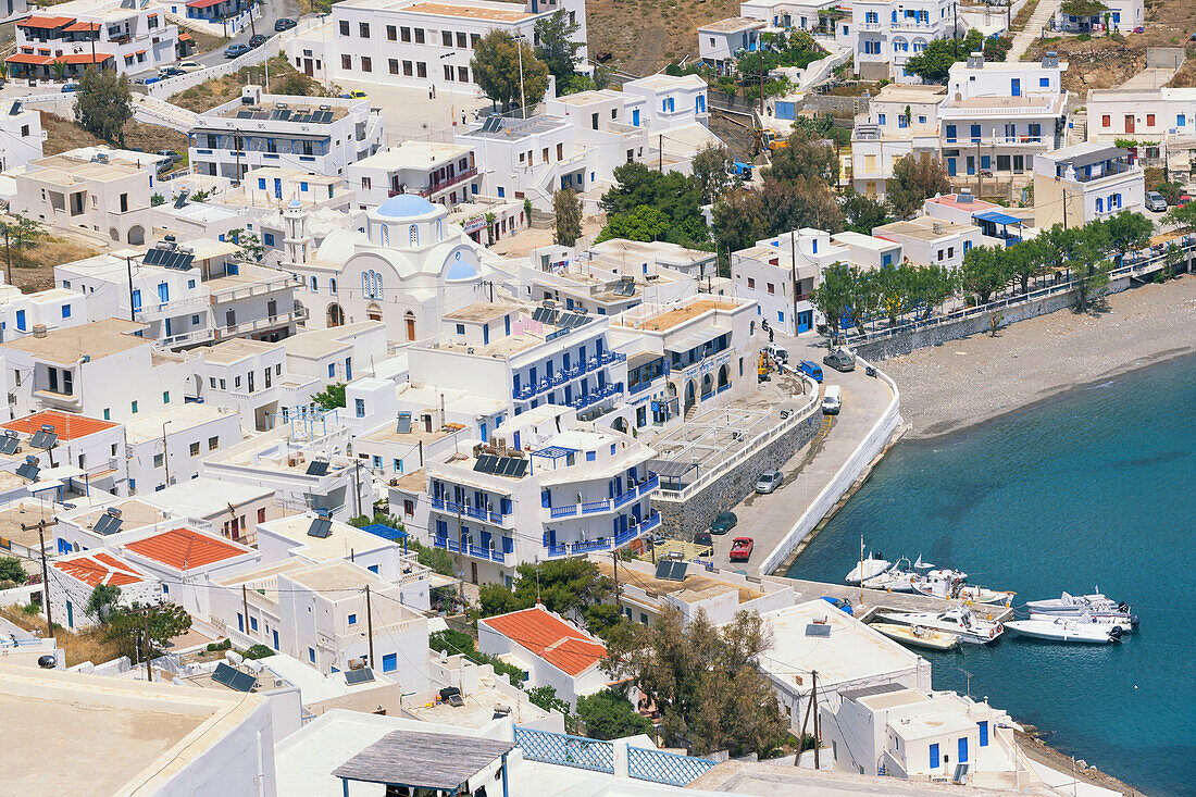 Blick auf den Hafen, Astypalea, Dodekanes, griechische Inseln, Griechenland, Europa