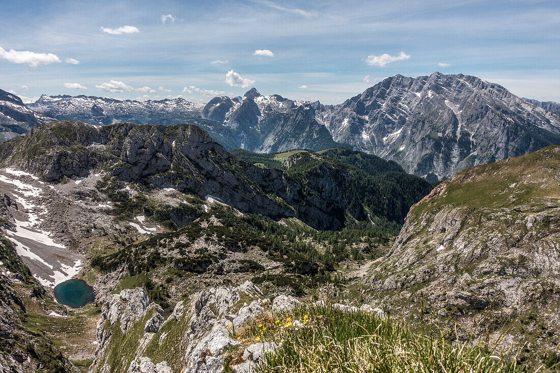 Blick auf den Seeleinsee und den Watzmann, Berchtesgadener Alpen, Bayern, Deutschland