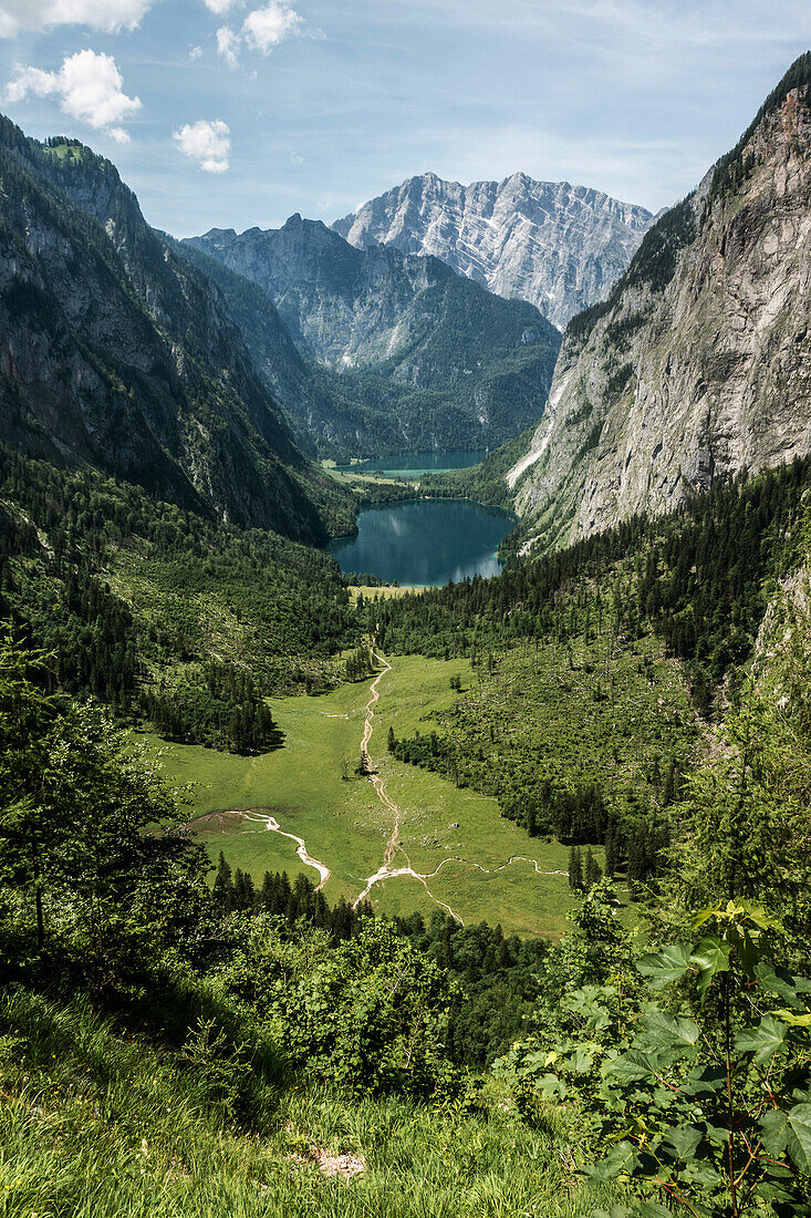 View of the Watzmann and the Obersee below, Berchtesgaden Alps, Bavaria, Germany