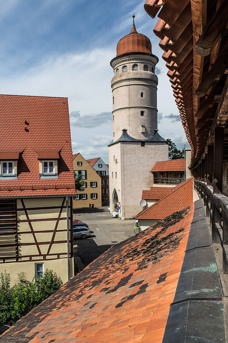 Stadtmauer und Altstadt von Nördlingen, Bayern, Deutschland