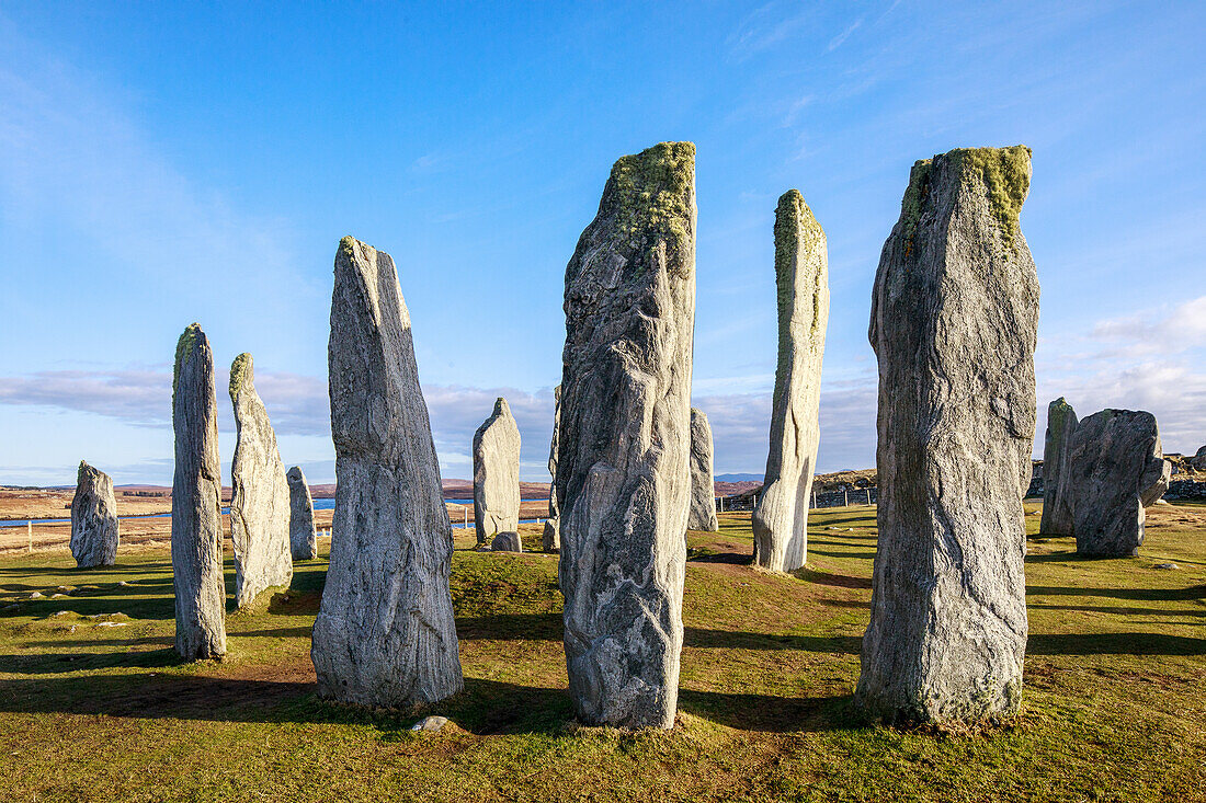 Steinkreis Callanish Stones, Isle of Lewis, Hebriden, Äußere Hebriden, Schottland UK
