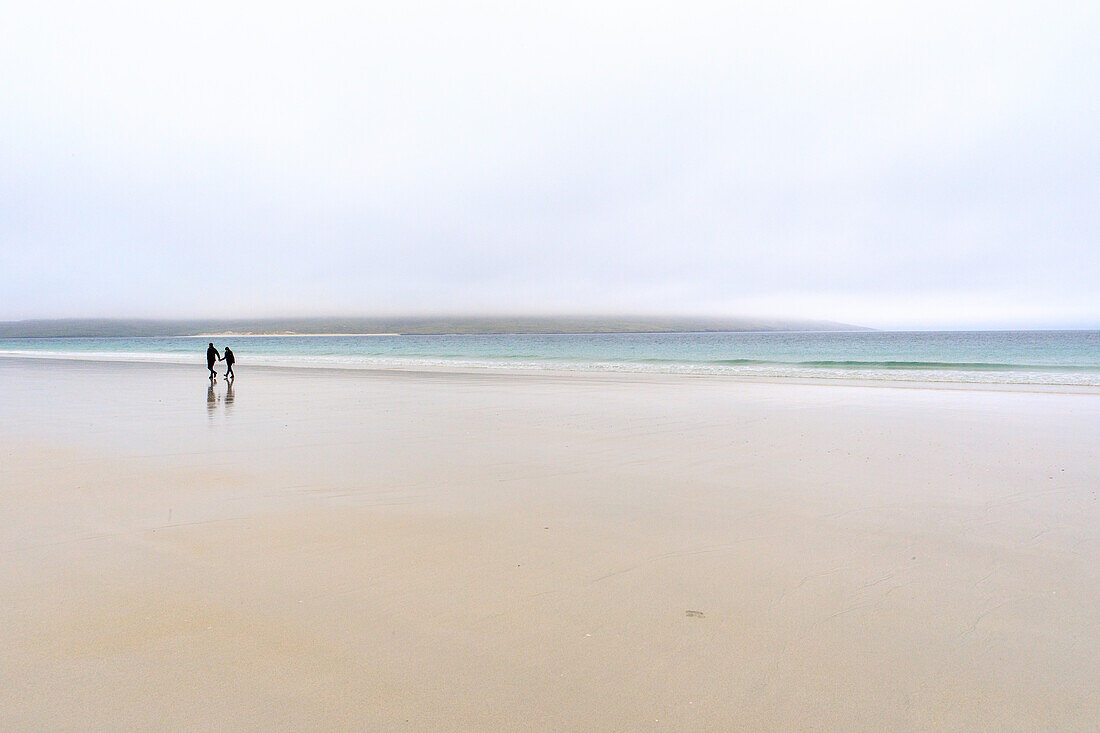 Sandy Luskentyre Beach, wide, open, lone walker, Isle of Harris, Outer Hebrides, Scotland UK