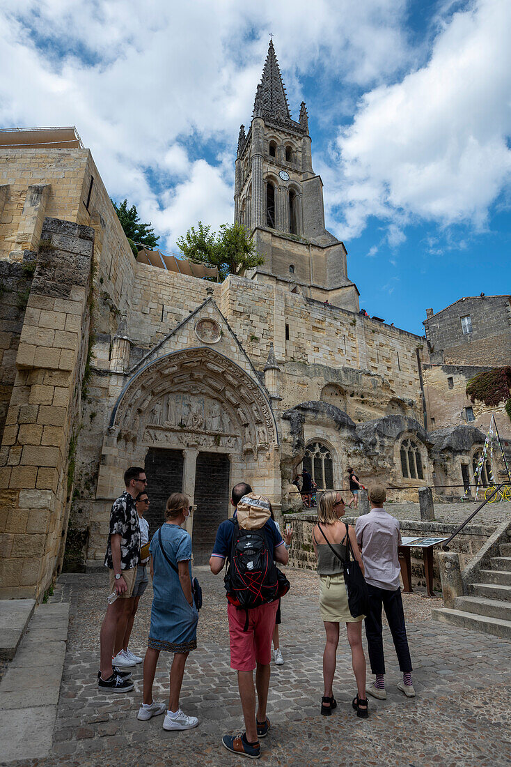 Rock church in the wine town of Saint Emilion, Unesco World Heritage, France