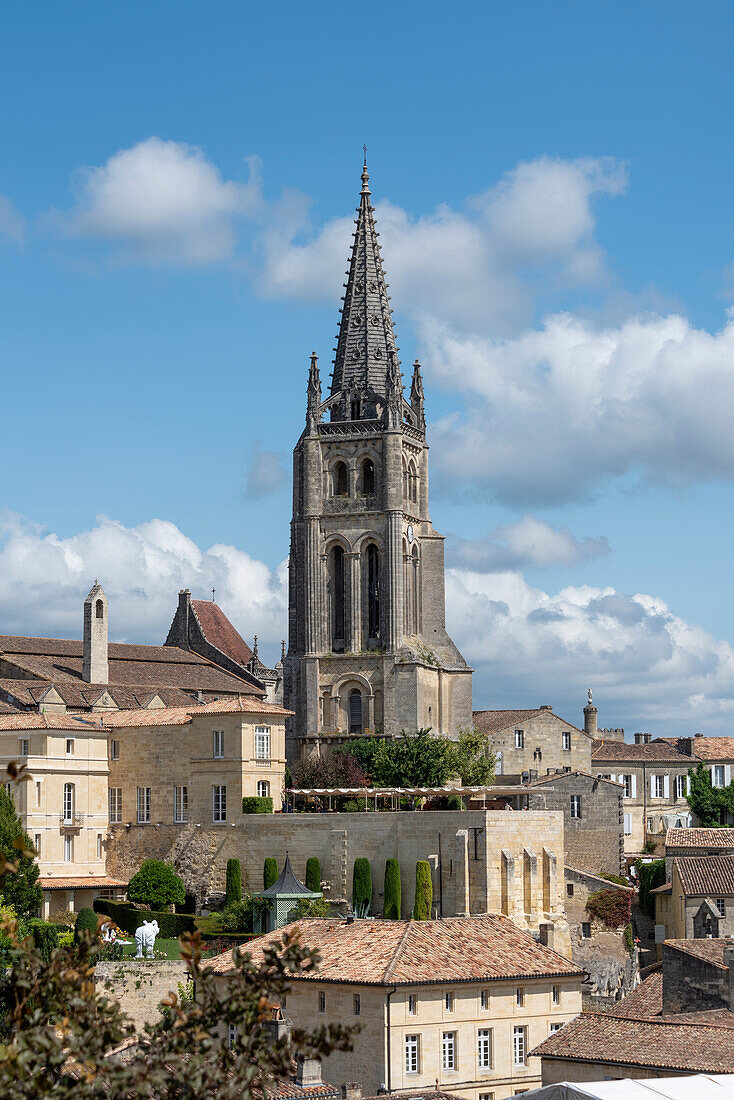 Rock church in the wine town of Saint Emilion, Unesco World Heritage, France
