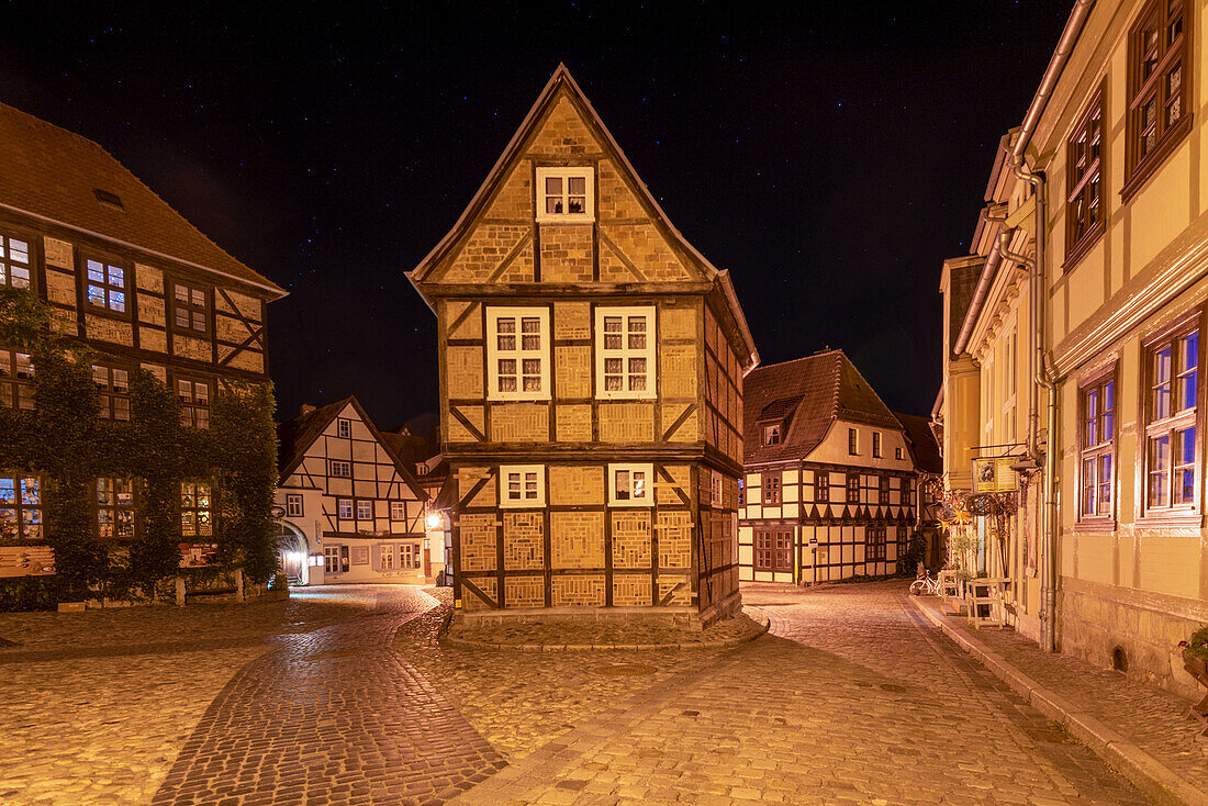 Denkmalgeschütztes Fachwerkhaus, Finkenherd, Unesco-Welterbe, Quedlinburg, Sachsen-Anhalt, Deutschland