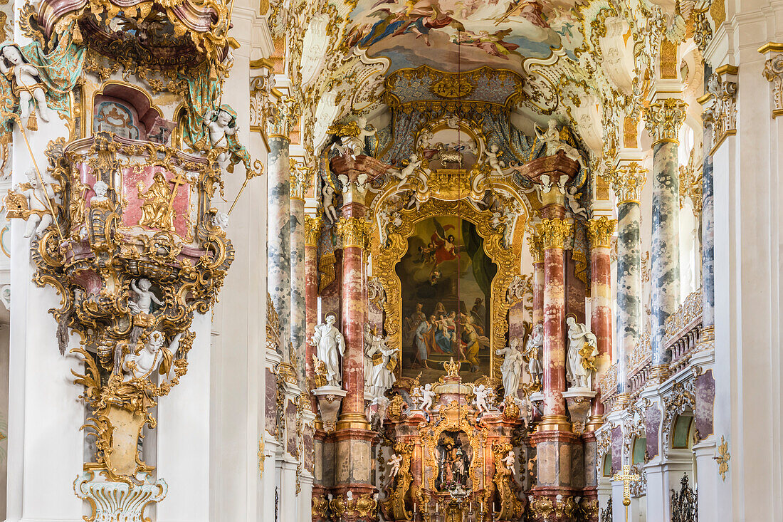 Altar, Wieskirche, Steingaden, Bayern, Deutschland