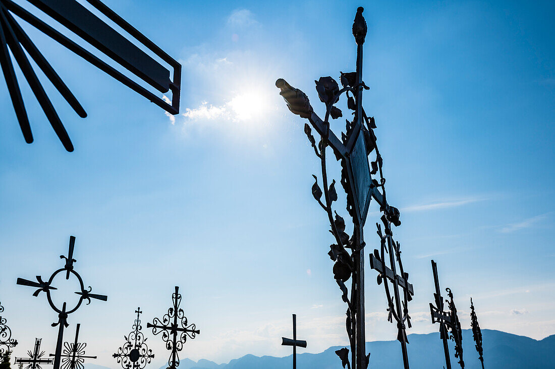 Grave crosses, cemetery, Aldein, South Tyrol, Alto Adige, Italy