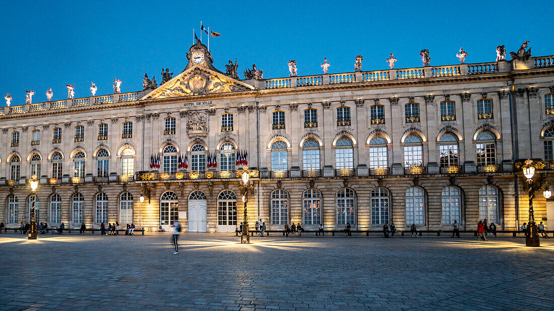 Hotel de Ville, Nancy City Hall, Unesco World Heritage Site, Blue Hour, Nancy, Lorraine, France, Europe