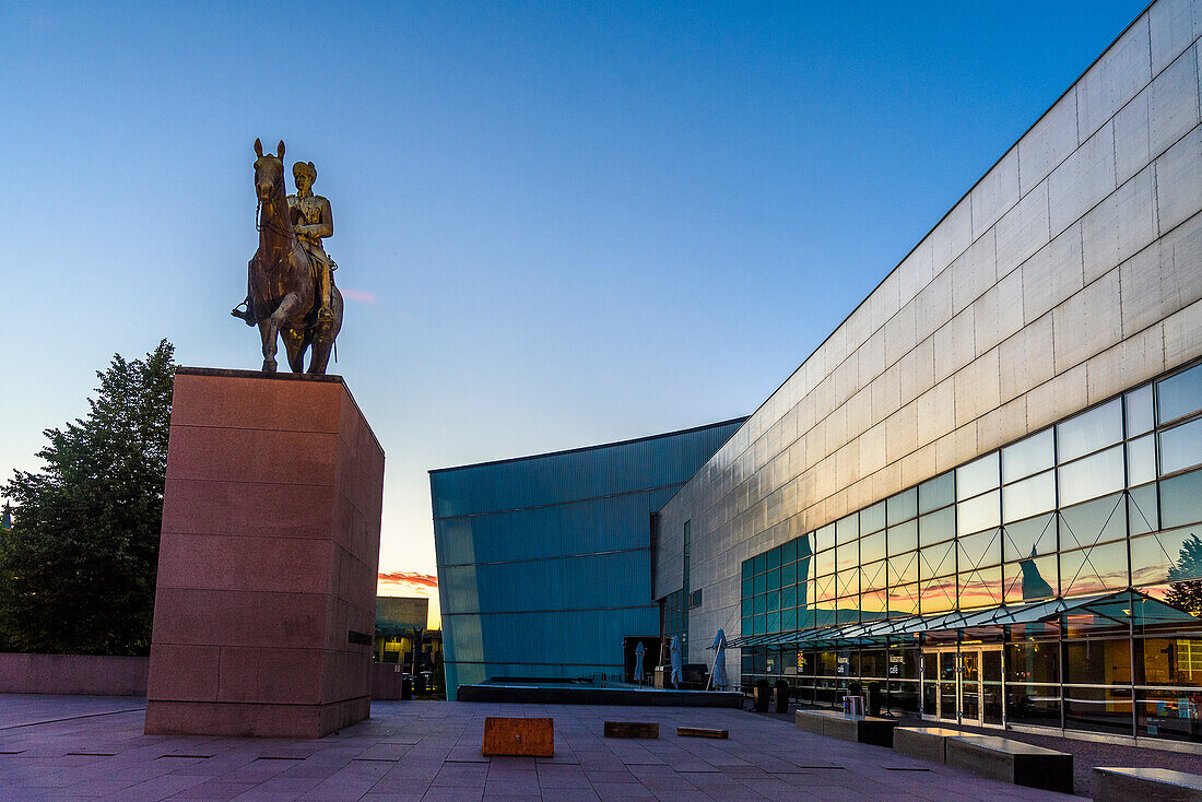Kiasma Museum with Mannerheim statue, Helsinki, Finland