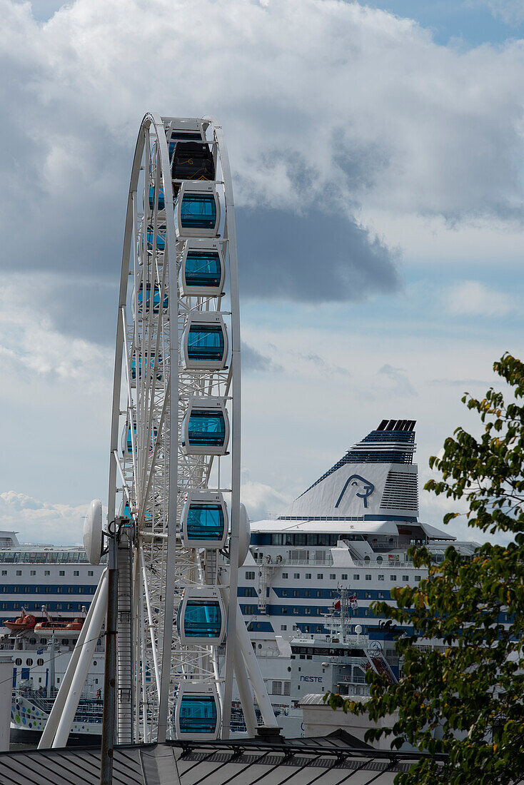 Ferris wheel with sauna gondola at the harbor, Helsinki, Finland