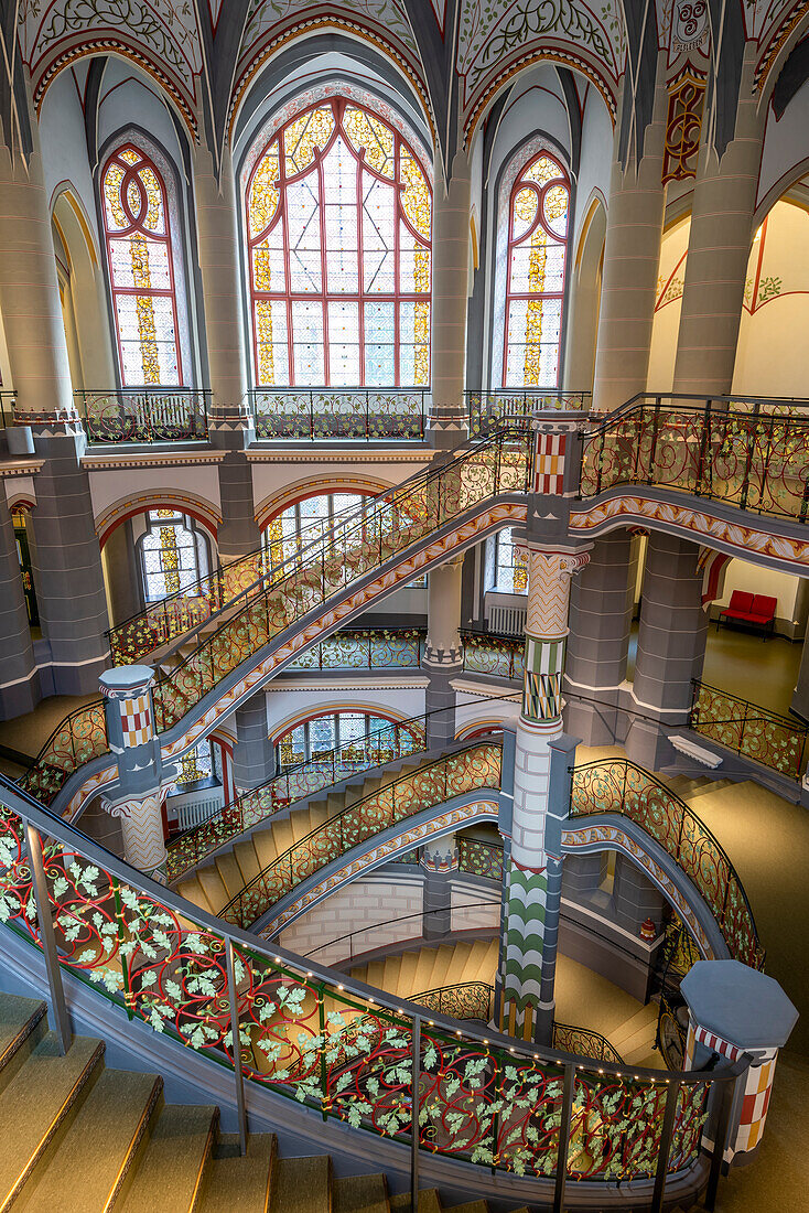 Regional court Halle, magnificent staircase, Halle, Saxony-Anhalt, Germany
