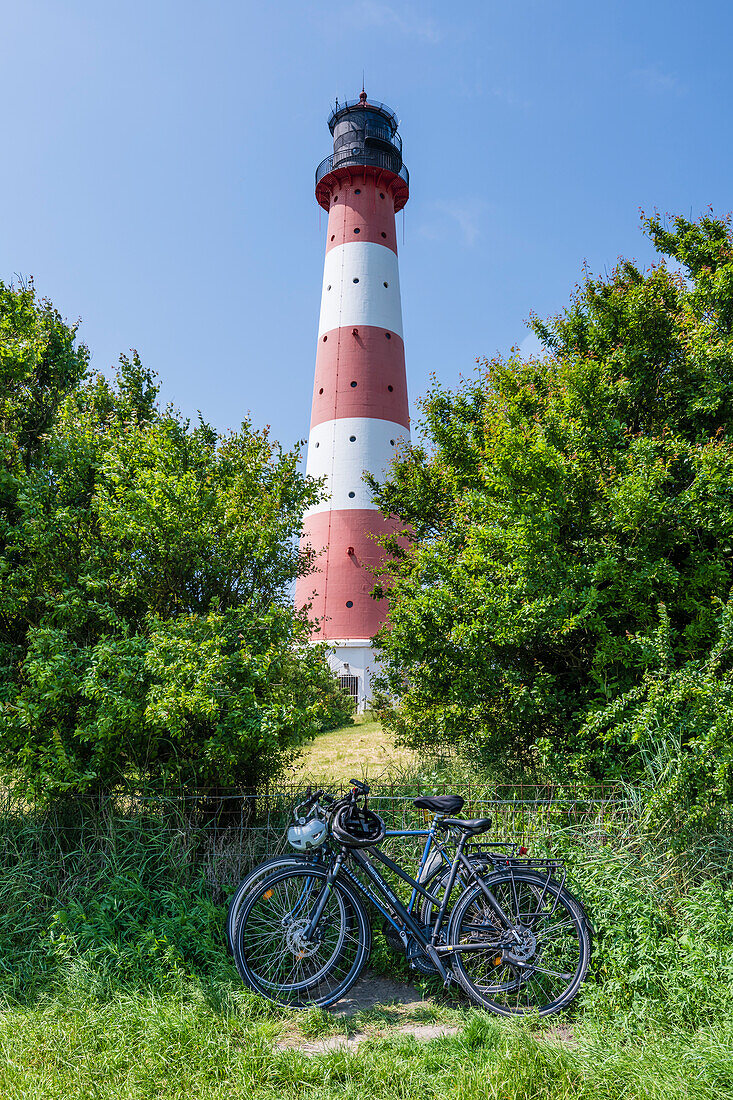 Radtour, Leuchtturm, Westerhever, Schleswig-Holstein, Deutschland