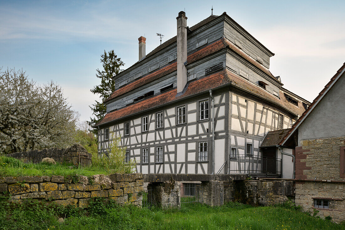 Paper mill, Homburg am Main, Main-Spessart district, Bavaria, Germany