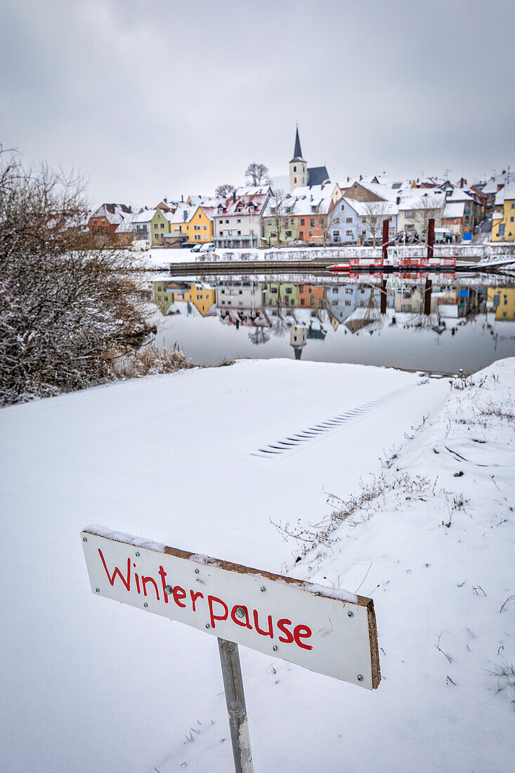 Winter in the Main Valley near Obereisenheim, Eisenheim, Würzburg, Lower Franconia, Franconia, Bavaria, Germany, Europe