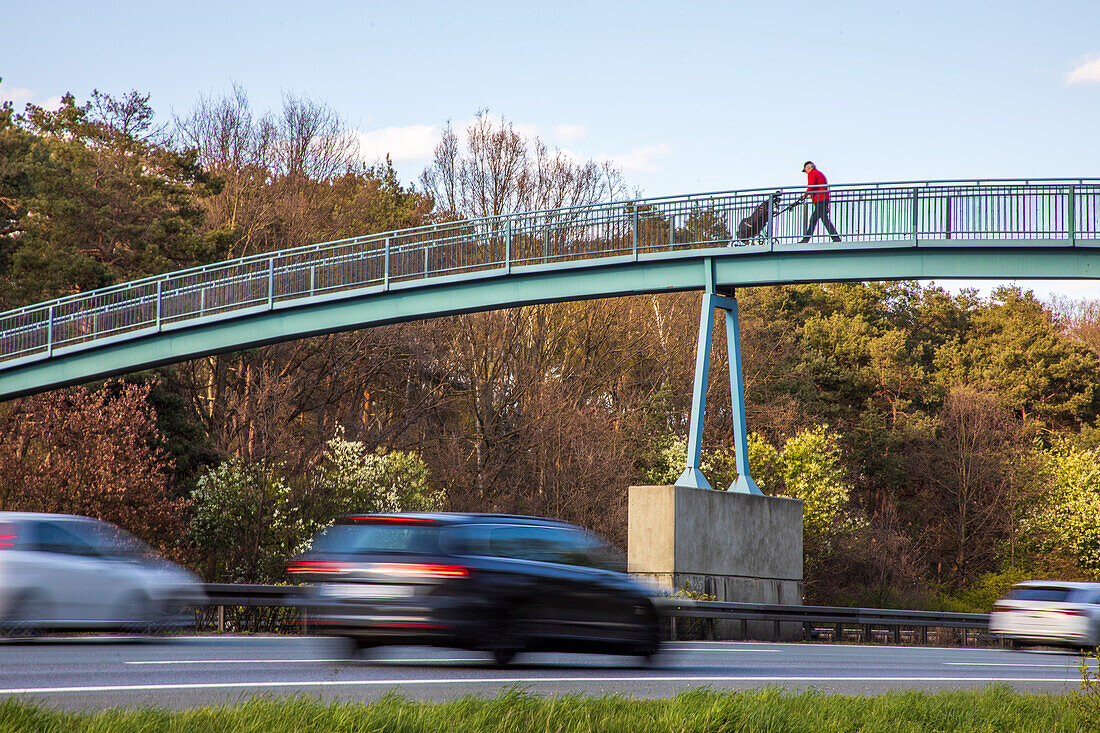 Private motorway bridge of the Hannover Golf Club over A2 near Hannover-Garbsen, German motorway,