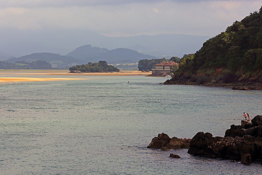 Sandbänke am Ria de Urdaibai, auch Ria Guernika oder Ria Mundaka genannt, Mundaka, Urdaibai Biosphere Reserve, Baskenland, Spanien