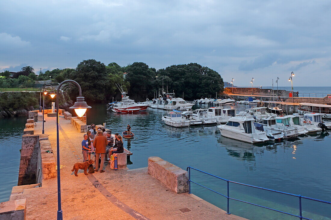 Hafenbecken des Ortes Mundaka, Urdaibai Biosphere Reserve, Baskenland, Spanien