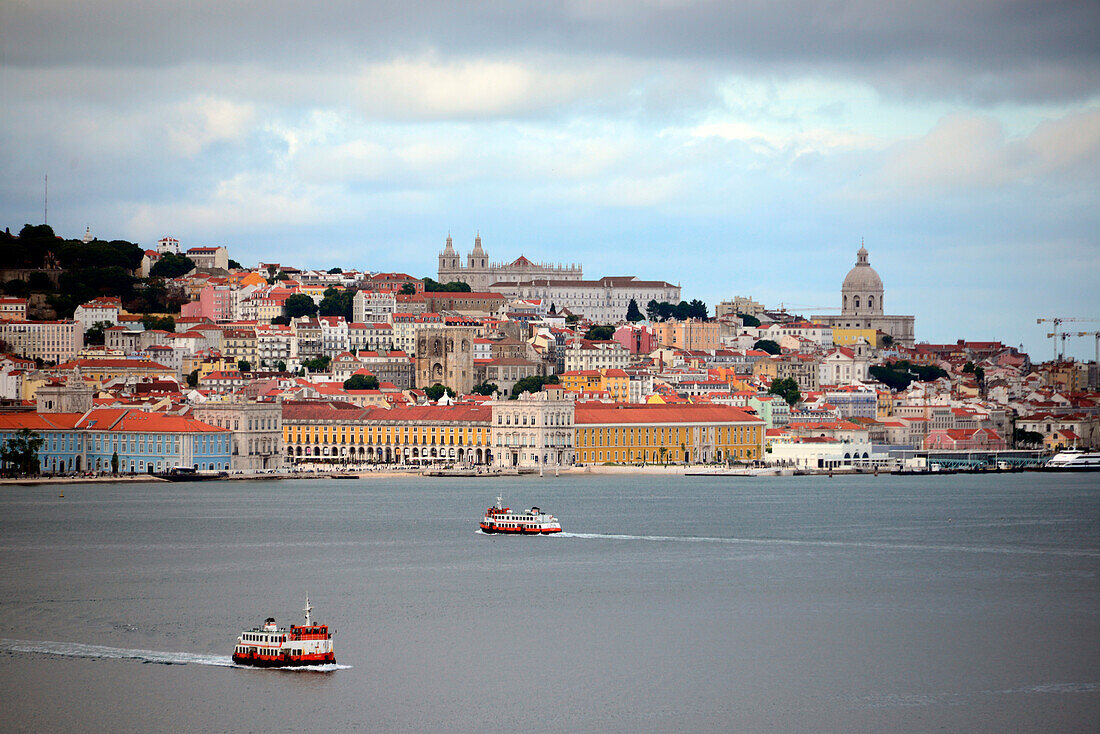 View from Cacilhas to Almada from the south side of the Tagus River, Lisbon, Portugal