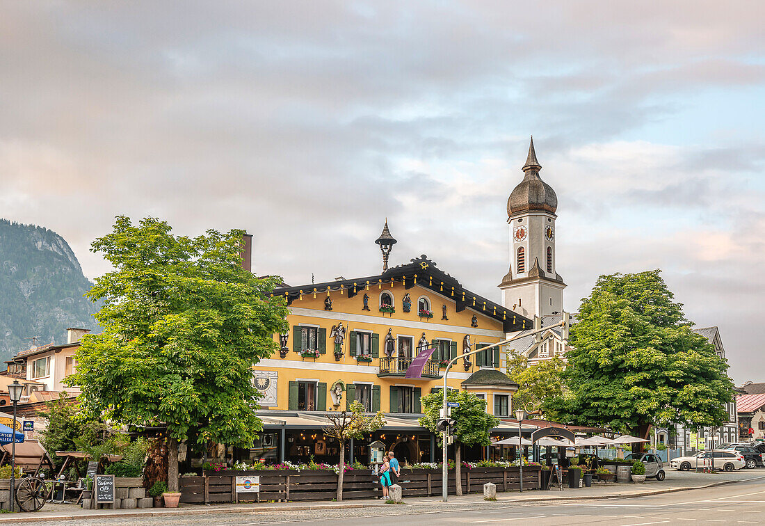 Streetscene at the city center of Garmisch Partenkirchen, Bavaria, Germany