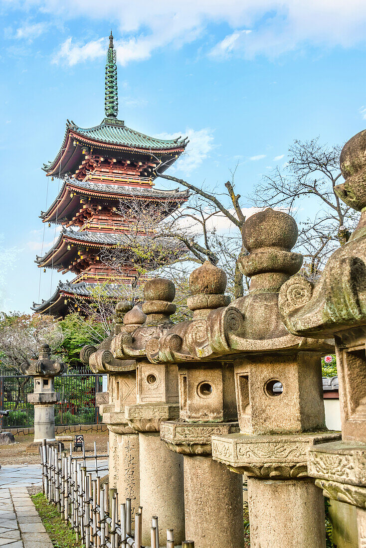 Tōeizan Kan'ei-ji Endon-in five-story pagoda in Ueno Park, Tokyo, Japan