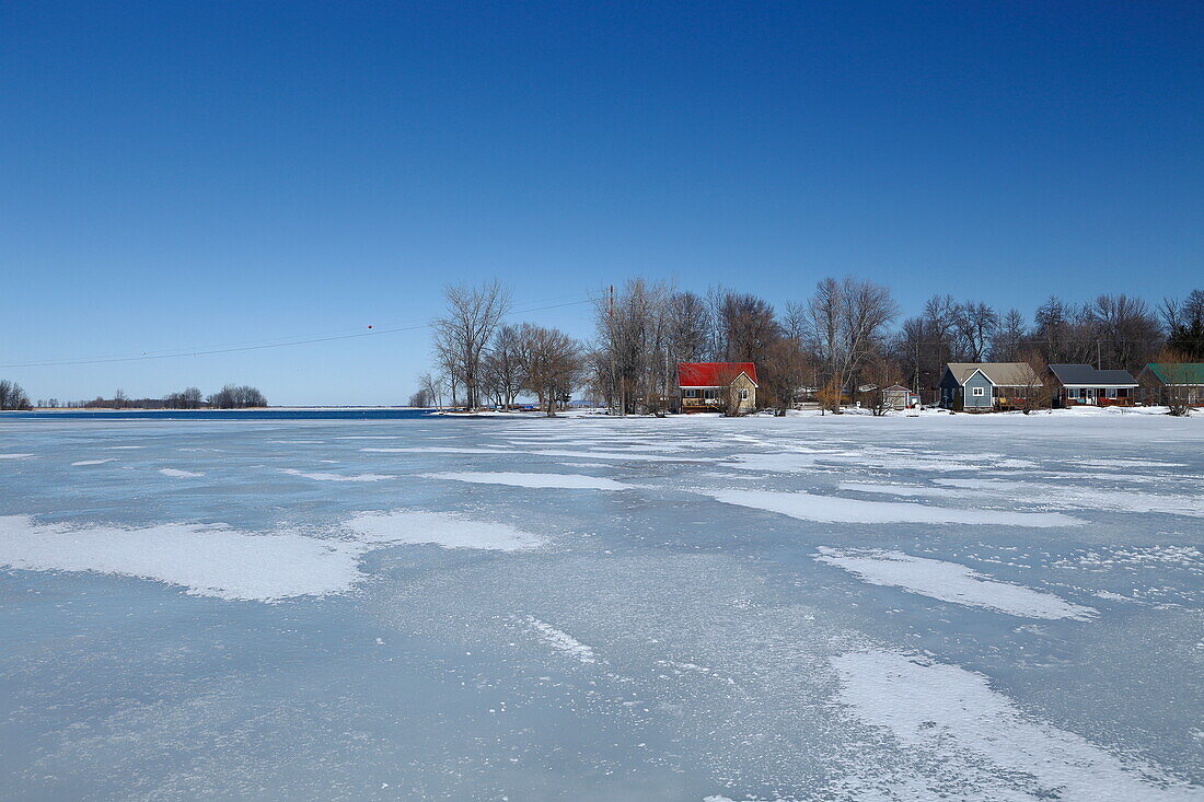 Houses on Saint Lawrence River, Quebec, Canada