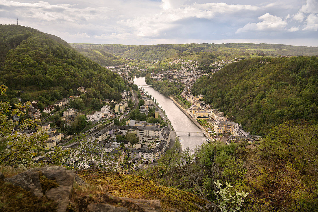 Panorama of the spa town of Bad Ems, UNESCO World Heritage Site 'Important Spa Towns in Europe'', Rhineland-Palatinate, Germany