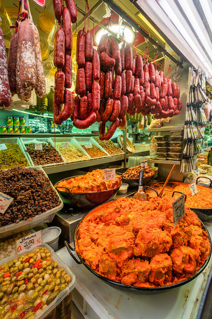 Mercado Central de Atarazanas, traditional market hall with a large selection of food and tapas bars,, Malaga, Costa del Sol, Malaga Province, Andalusia, Spain, Europe