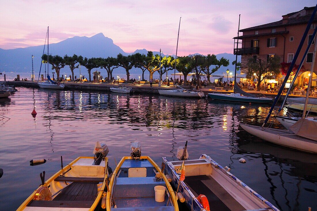 At the port of Torri del Benaco, east bank, Lake Garda, Veneto, Italy