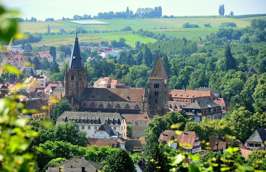 View of Wissembourg with the Church of St. Pierre-et-St.Paul, Alsace, France